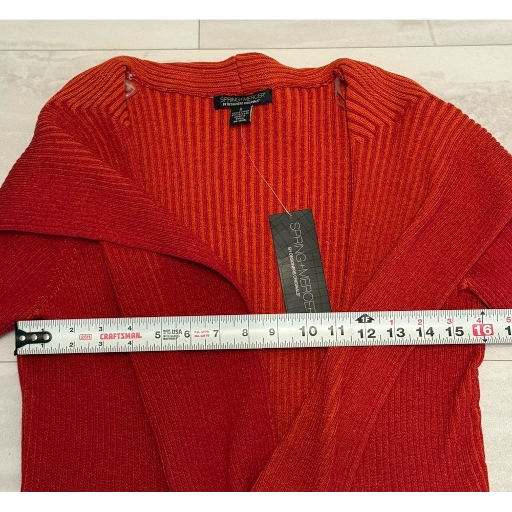 Spring & Mercer Orange Striped Long Sleeve Open Front Cardigan Sweater S NWT - Picture 10 of 11
